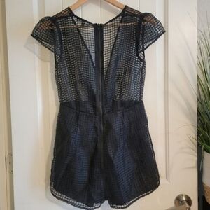 Gracia Checkered Mesh Playsuit